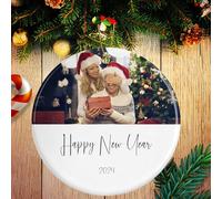 Boule de Noel Personnalisée, 2024 Ornement Noel Personnalisé, Décorations de Noël Originales avec Photo et Texte, Cadeaux Personnalisable pour Les Couples, la Famille et Les Amis