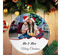 Boule de Noel Personnalisée, 2024 Ornement Noel Personnalisé, Décorations de Noël Originales avec Photo et Texte, Cadeaux Personnalisable pour Les Couples, la Famille et Les Amis