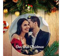 Boule de Noel Personnalisée, 2024 Ornement Noel Personnalisé, Décorations de Noël Originales avec Photo et Texte, Cadeaux Personnalisable pour Les Couples, la Famille et Les Amis