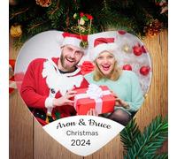 Boule de Noel Personnalisée, 2024 Ornement Noel Personnalisé, Décorations de Noël Originales avec Photo et Texte, Cadeaux Personnalisable pour Les Couples, la Famille et Les Amis