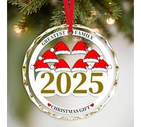 Boule de Noel Personnalisée 2025 - Décoration de Arbre Familiale avec Noms - Cadeau de Noël en Cristal Verre pour Famille de 2 à 9 Membres