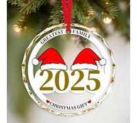 Boule de Noel Personnalisée 2025 - Décoration de Arbre Familiale avec Noms - Cadeau de Noël en Cristal Verre pour Famille de 2 à 9 Membres