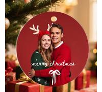 Boule de Noël personnalisée 2025 - Décoration photo sphérique Quepitty pour arbre, cadeau pour la famille, les amis, les enfants et les animaux domestiques