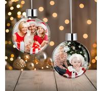 Boule de Noel Personnalisée avec Photo, Boule de Noël Personnalisable Décorations de Noël 2024, Cadeaux de Noël pour Famille, Amis, Couples, Decoration Sapin de Noel