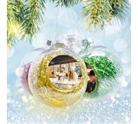 Boule de Noël Personnalisée avec Photo - Décoration Personnalisable pour la Maison, Vitrine, Arbre - Cadeaux pour Maman Papa Enfants Animaux de Compagnie