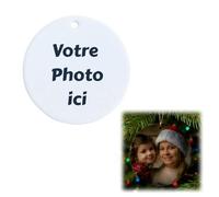 Boule de Noël Personnalisée avec Photo Ornement Personnalisé pour Fête Décoration Personnalisable pour Sapin Plaque Commémorative à Suspendre Mon Premier Noël Cadeau Original pour Familles Amis,Rond