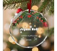 Boule de Noel Personnalisée avec Photos et Texte, Pendentifs Personnalisés pour Décorer Le Sapin et la Chambre, Le Premier Cadeau de Noël pour Le Nouveau-né des Jeunes Mariés (Style 6)