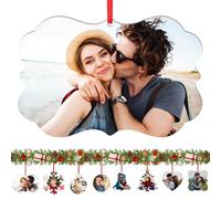 Boule de Noël Personnalisée avec Photos Recto Verso,Mon Premier Noel,Décoration de Noël Personnalisable en métal pour Sapin de Noël, Cadeau pour Couple, Famille, Amis, Mariage, Fiançailles
