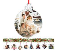 Boule de Noël Personnalisée avec Photos Recto Verso,Mon Premier Noel,Décoration de Noël Personnalisable en métal pour Sapin de Noël, Cadeau pour Couple, Famille, Amis, Mariage, Fiançailles