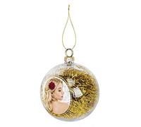 Boule de Noël Personnalisée Boule en Plastique Personnalisable avec Votre Propre Photo Image Boule de Noël 6cm Boule Incassable Suspendue pour Sapin Décoration Noël Cadeau Noël (or-8cm)