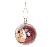 Boule de Noël Personnalisée Boule en Plastique Personnalisable avec Votre Propre Photo Image Boule de Noël 6cm Boule Incassable Suspendue pour Sapin Décoration Noël Cadeau Noël (rouge-8cm)