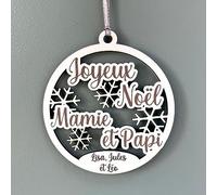 Boule de noël personnalisée, Cadeau Noel Papi et Mamie, Grands Parents, Personnalisable avec la Phrase et Les prénoms de Votre Choix