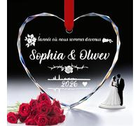 Boule de Noël personnalisée Couple Notre Premier Noël Arbre Décoration de Sapin Cadeau de Noël Couple Cadeau pour Famille Amis Mariage Fiançailles (Décoration de Mariage)