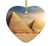 Boule de Noël personnalisée en céramique à suspendre avec pyramide égyptienne dans le désert pour petit ami, petite amie, épouse, cadeaux de Noël