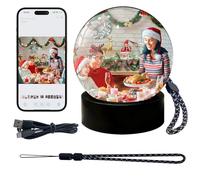 Boule de Noël personnalisée en Verre 3D avec Lecteur vidéo - Écran WiFi 7 cm - Décoration de Noël ultrasonique Personnalisable - Cadeau d'anniversaire à Faire soi-même - Noir