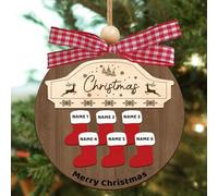 Boule de Noël personnalisée Famille en Bois, Ornement avec Noms des Membres et Animaux, décoration de Sapin Personnalisable, Cadeau de Noël Unique pour Couples et familles