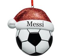 Boule de Noël Personnalisée Football - Décoration de Noël en Résine Peinte à la Main avec Prénom & Année, Cadeau Unique pour Enfants, Familles & Fans de Football