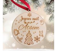 Boule de Noël Personnalisée Maîtresse, Atsem, Nounou - Décoration Noël en Bois Gravé - Cadeau Unique et Durable pour Sapin - Ornement Personnalisé pour Enseignants et Assistantes (Atsem)