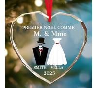 Boule de Noel Personnalisée Photo, 2025 Boule de Noël Personnalisable, Décoration Cristal de Verrede, Mon Premier Noël, Cadeau Neol 2025 Famille