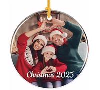 Boule de Noel Personnalisée Photo, 2025 Decoration Noel Personnalisé Photo et Nom Suspension Arbre de Noël pour Famille, Boule de Noël Personnalisable Originales Cadeau Familles, Amis