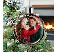 Boule de Noel Personnalisée Photo, 2025 Decoration Noel Personnalisé Photo et Nom Suspension Arbre de Noël pour Famille, Boule de Noël Personnalisable Originales Cadeau Familles, Amis