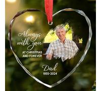 Boule de Noël Personnalisée Photo avec Commémoratifs, Souvenir en Verre Rond, Cadeaux de Sympathie pour a Perte d'un être Cher