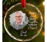 Boule de Noël Personnalisée Photo avec Commémoratifs, Souvenir en Verre Rond, Cadeaux de Sympathie pour a Perte d'un être Cher