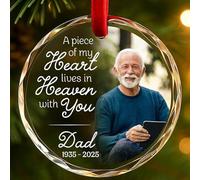 Boule de Noël Personnalisée Photo avec Commémoratifs, Souvenir en Verre Rond, Cadeaux de Sympathie pour a Perte d'un être Cher