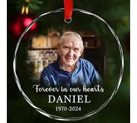 Boule de Noël Personnalisée Photo avec Commémoratifs, Souvenir en Verre Rond, Cadeaux de Sympathie pour a Perte d'un être Cher