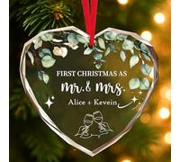 Boule de Noel Personnalisée Photo Cristal Decoration Sapin de Noël, 2025 Boule de Noel Personnalisée Photo et Nom, Suspension Arbre de Noël Décorations Cadeau Famille, Couples, Amis, Bébé, Animal