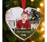 Boule de Noel Personnalisée Photo Cristal Decoration Sapin de Noël, 2025 Boule de Noel Personnalisée Photo et Nom, Suspension Arbre de Noël Décorations Cadeau Famille, Couples, Amis, Bébé, Animal