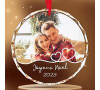 Boule de Noël Personnalisée Photo & Texte - Décoration Noël Sapin Personnalisable pour Notre Premier Noel, Idee Cadeau Noël Couple Original Personnalisé