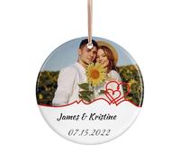 Boule de Noël pour Couple Personnalisée 2024 - Décoration Avec Prénom et Message, Ornement en Céramique - Cadeau Original pour Homme Femme Couple