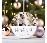 Boule de Noël pour Couple Personnalisée 2025 - Décoration avec Prénom et Message, Ornement en Céramique - Cadeau Original pour Homme Femme Couple