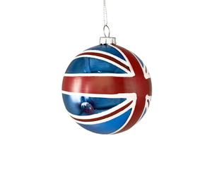 Boule de Noël pour sapin de Noël Motif drapeau du Royaume-Uni Rouge/blanc/bleu 8 cm