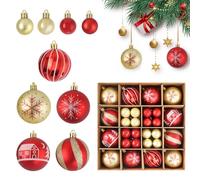 Boule de Noel Rouge et Or, 44Pcs Decoration Noel Boules de Noël 6cm Plastique Decoration Noel Sapin Mini Boules de Noel de Intérieure et Extérieure Decoration Maison