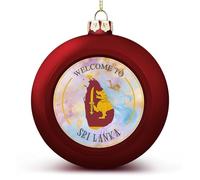 Boule de Noël rouge Welocme to Sri Lanka Nations - Boule de Noël Welocme au Sri Lanka à suspendre - Souvenir pour décoration d'arbre de Noël, fournitures de fête saisonnières