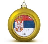 Boule de Noël Serbie - Ornements de boule de drapeau de la Serbie à suspendre Souvenir pour sapin de Noël, fournitures de fête saisonnières