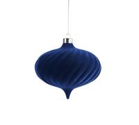 Boule de Noël Spirale en Velours Bleu Marine 15 cm