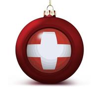 Boule de Noël Suisse - Ornements de boule de drapeau de la Suisse - Ornements à suspendre souvenir pour sapin de Noël, fournitures de fête saisonnières