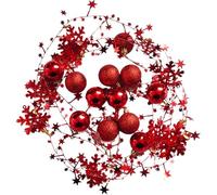 Boule de Noel Suspendre Ornement Décoration De Noël en Forme Canne À Suspendre, Boule, Flocon Neige, Ornements for Arbre, Boules Maison(Red)