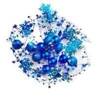 Boule de Noel Suspendre Ornement Décoration De Noël en Forme Canne À Suspendre, Boule, Flocon Neige, Ornements for Arbre, Boules Maison(Blue)