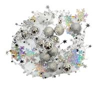 Boule de Noel Suspendre Ornement Décoration De Noël en Forme Canne À Suspendre, Boule, Flocon Neige, Ornements for Arbre, Boules Maison(Silver)