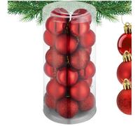 Boule de Noël - TECTAKE - Lot de 24 boules de Noël à la surface mate brillante ou pailletée en plastique résistant - Rouge