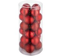BOULE DE NOEL - TECTAKE - Lot de 24 boules de Noël Surface mate brillante ou pailletée en Plastique résistant - Rouge