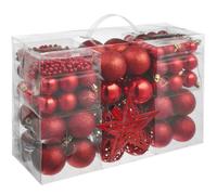 BOULE DE NOEL - TECTAKE - Lot de 86 décorations de Noël rouges Surface mate brillante ou pailletée - Rouge