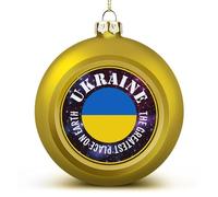 Boule de Noël Ukraine - Ornements de boule de drapeau de l'Ukraine - Ornements à suspendre souvenir pour sapin de Noël, fournitures de fête saisonnières