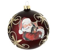 Boule de Noël Verre soufflé Père Noël découpage 100 mm décorations Rouge Mat