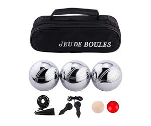 Boule De Petanque Triplette Metal 74 Mm 720 G Sacoche Aimant 2 Cochonnets | Kit Petanque Adulte Avec Leve Boule Magnetique, Cordon Et 2 Buts Bois - Jeux Exterieur Famille, Jardin, Camping, Loisir