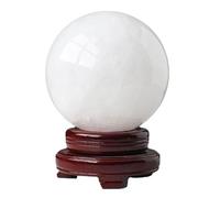 Boule de Quartz en Cristal de Calcite Blanche avec Support, sphère de Pierre précieuse de guérison Naturelle Feng Shui for la Divination/l'équilibre des Chakras/Le Yoga(5.9in(15cm))